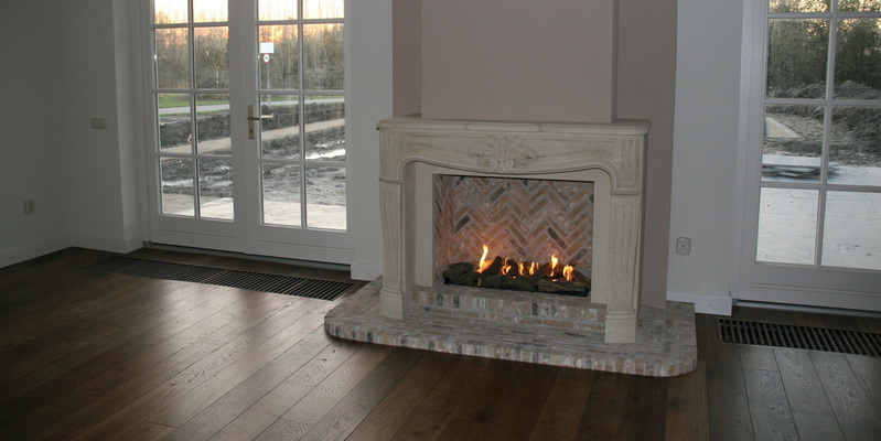 woonkamer vierkant inbouw front schouw gas klassiek sfeervol & klassiek beige 