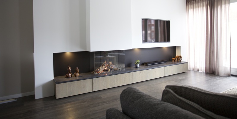 hip & happening woonkamer modern inbouw rechthoek driezijdig gas wit plateau  