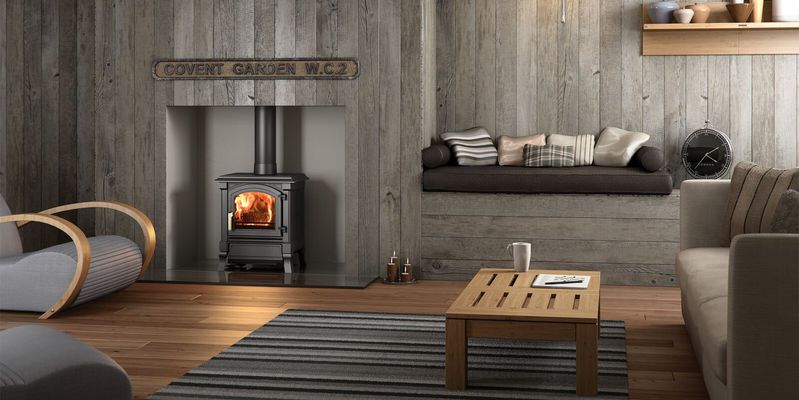 woonkamer modern grijs vierkant stevig & rustiek front schouw vrijstaand hout 