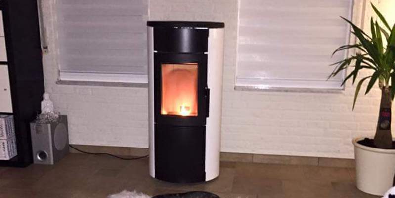 hip & happening woonkamer modern front vrijstaand rond pellet zwart wit 