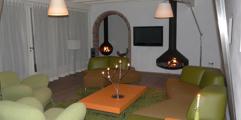 hip & happening woonkamer modern front zwart gas hangend half rond 