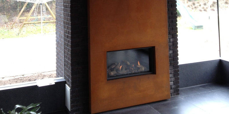 hip & happening woonkamer modern inbouw front rechthoek gas roest 