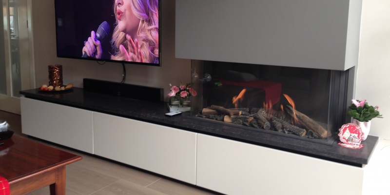 hip & happening woonkamer modern inbouw driezijdig gas rechthoekig wit grijs 