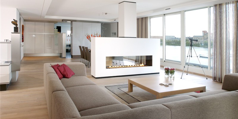 hip & happening woonkamer modern doorkijk inbouw rechthoek gas wit 