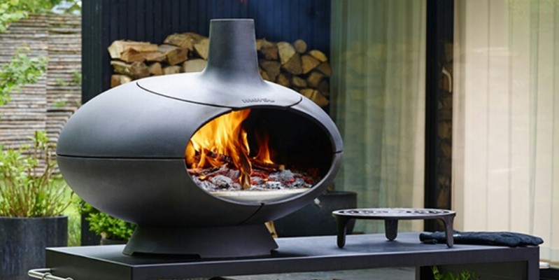 hip & happening modern front zwart vrijstaand hout ovaal buiten natuursteen plateau 