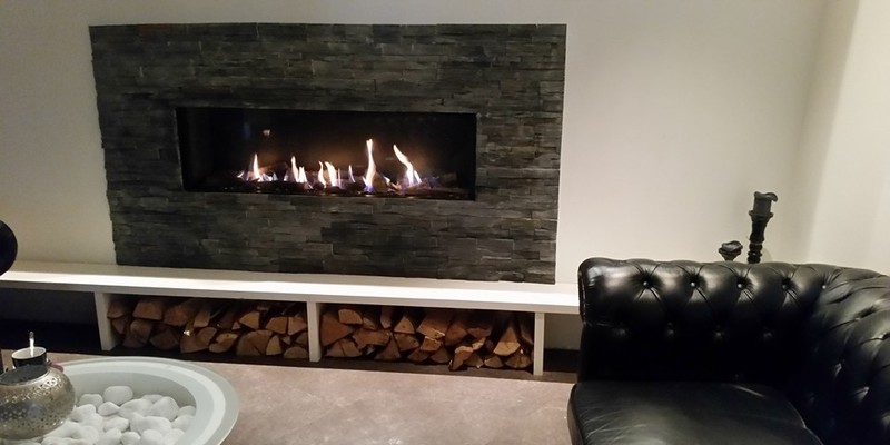 hip & happening woonkamer modern inbouw front rechthoek gas steenmotief 