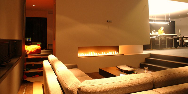 woonkamer modern inbouw gas sfeervol & klassiek tweezijdig rechthoekig beige 