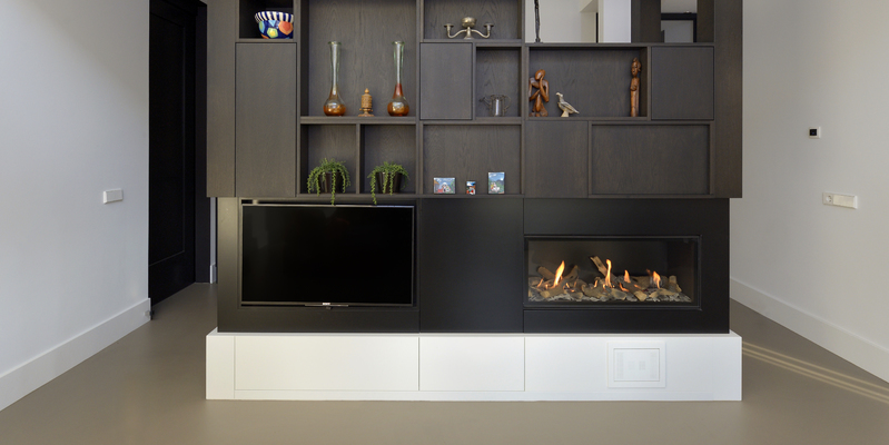 hip & happening woonkamer modern inbouw front zwart gas rechthoekig 