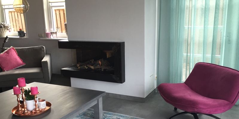 woonkamer modern stevig & rustiek inbouw gas tweezijdig rechthoekig zwart wit 