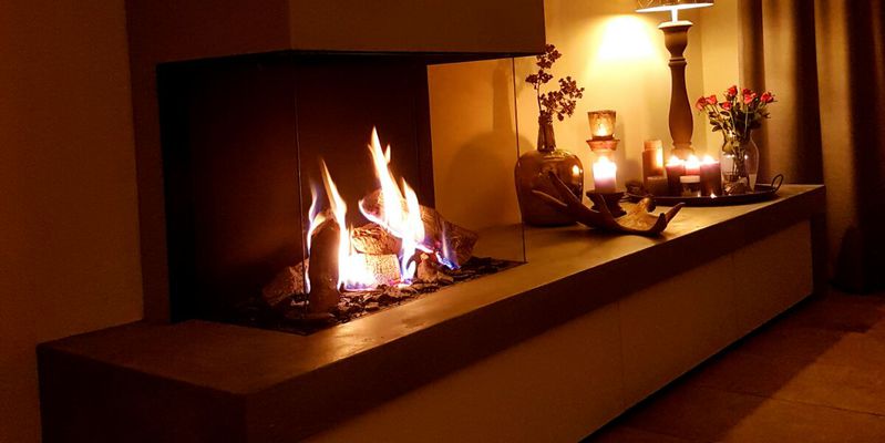 hip & happening woonkamer modern vierkant inbouw driezijdig gas bruin plateau  