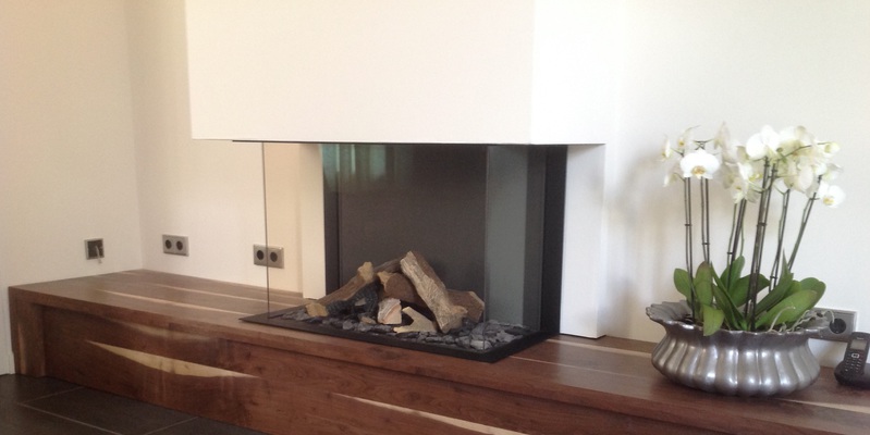 hip & happening woonkamer modern inbouw driezijdig gas rechthoekig zwart wit 