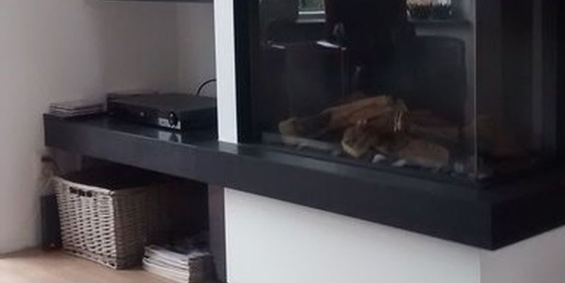 woonkamer modern inbouw driezijdig gas sfeervol & klassiek rechthoekig zwart wit 