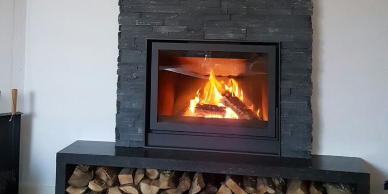 woonkamer modern stevig & rustiek inbouw front rechthoek hout steenmotief plateau  