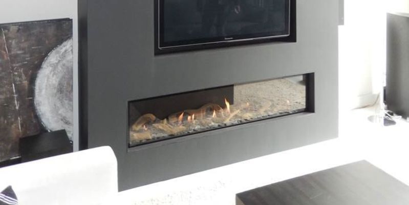 hip & happening woonkamer modern grijs inbouw front rechthoek gas 