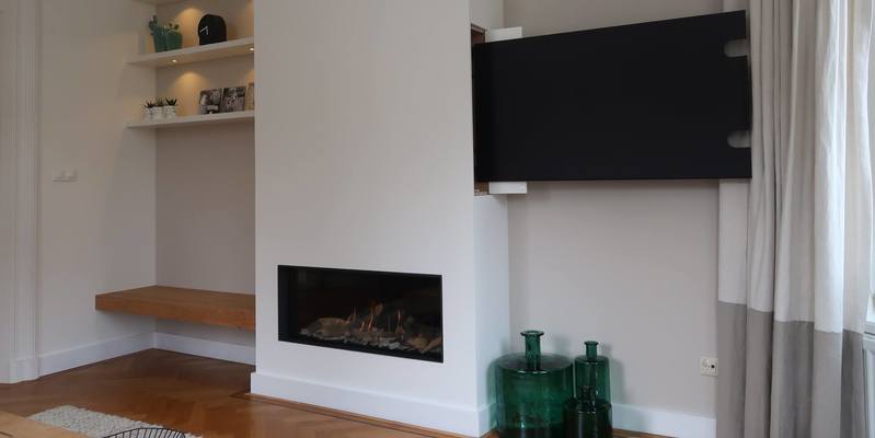 hip & happening woonkamer modern inbouw front zwart rechthoek gas 