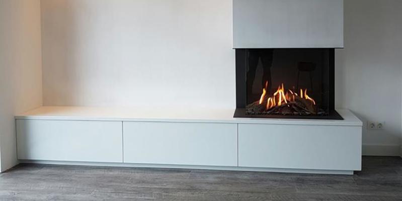 hip & happening woonkamer modern inbouw driezijdig gas wit rechthoekig 