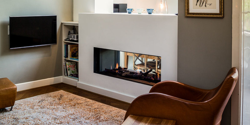 hip & happening woonkamer modern doorkijk inbouw gas wit rechthoekig 