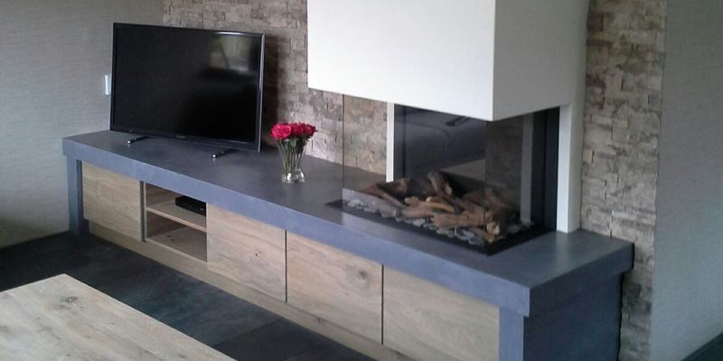 woonkamer modern grijs inbouw rechthoek licht & sprankelend driezijdig gas wit 