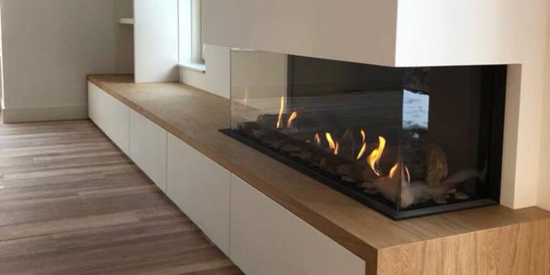 woonkamer modern inbouw licht & sprankelend driezijdig gas wit rechthoekig plateau  