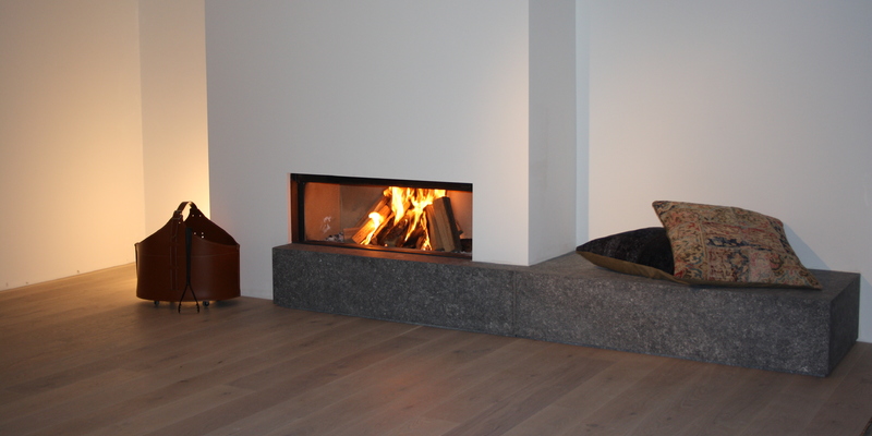 hip & happening woonkamer modern inbouw front hout rechthoekig zwart wit plateau  