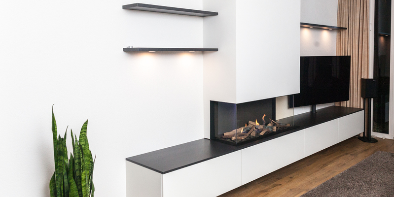 hip & happening woonkamer modern inbouw rechthoek driezijdig gas wit plateau  