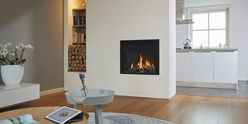 woonkamer modern inbouw front zwart rechthoek gas wit 