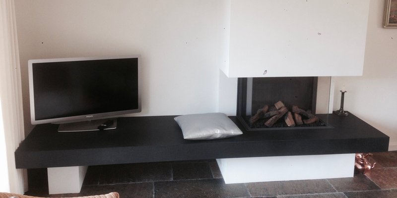 woonkamer modern inbouw licht & sprankelend driezijdig gas wit rechthoekig plateau  