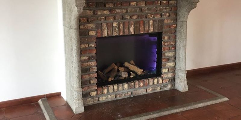woonkamer inbouw front schouw rechthoek gas klassiek sfeervol & klassiek steenmotief 