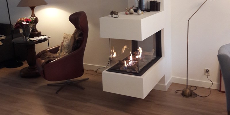 hip & happening woonkamer modern inbouw driezijdig gas wit rechthoekig 