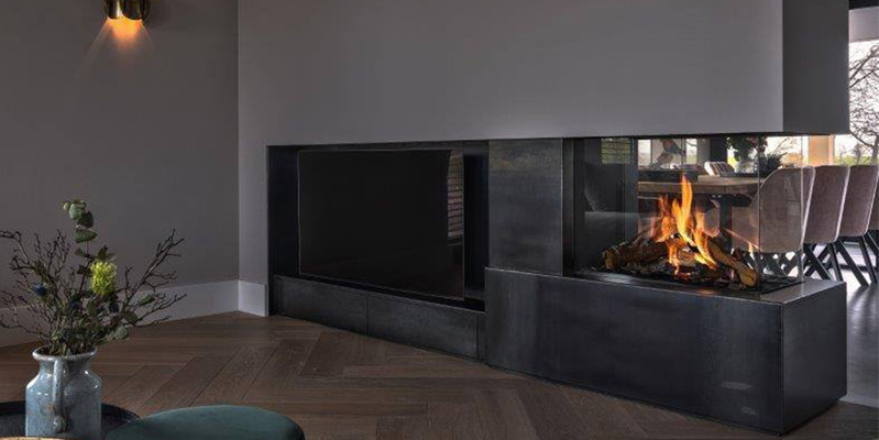 hip & happening woonkamer modern inbouw zwart driezijdig gas rechthoekig plateau  