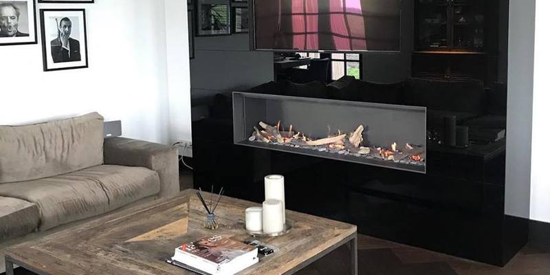 hip & happening woonkamer modern inbouw front zwart rechthoek gas 