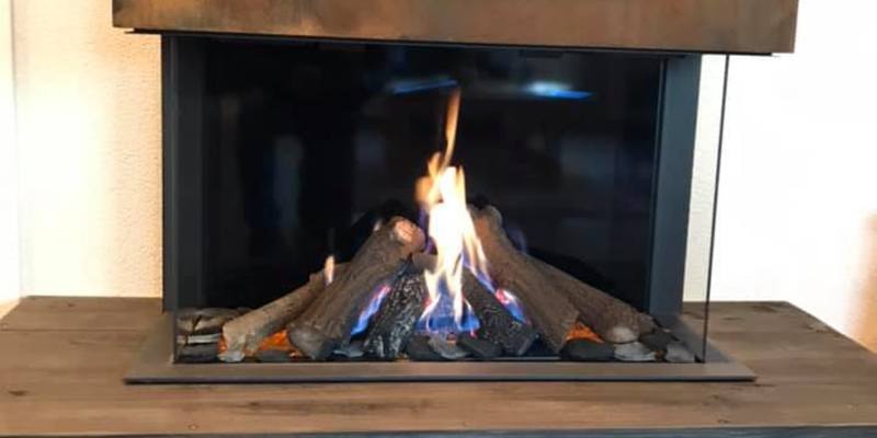 hip & happening woonkamer modern inbouw rechthoek driezijdig gas bruin plateau  