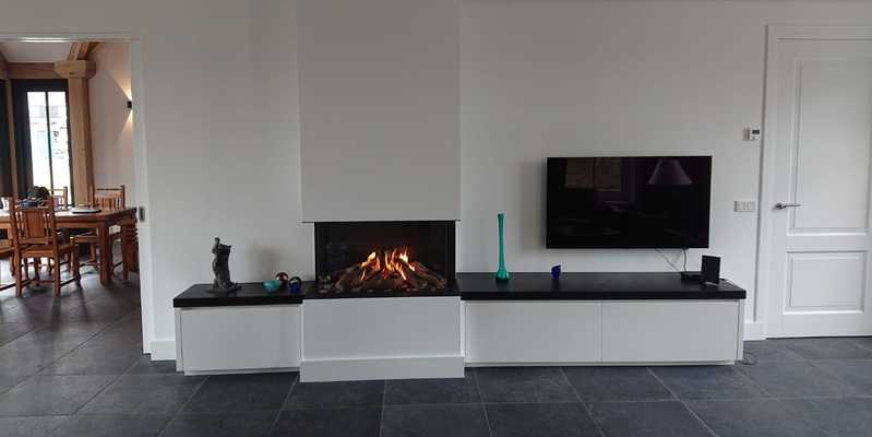 hip & happening woonkamer modern inbouw zwart rechthoek driezijdig gas plateau  