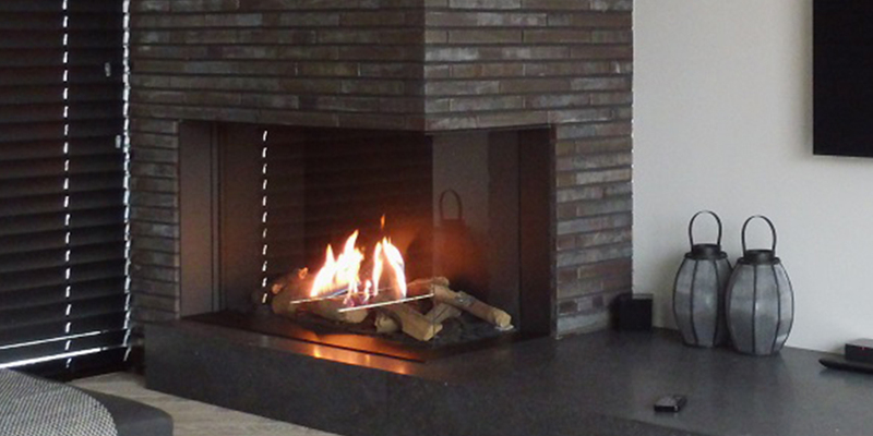 woonkamer modern grijs inbouw rechthoek gas sfeervol & klassiek tweezijdig steenmotief 