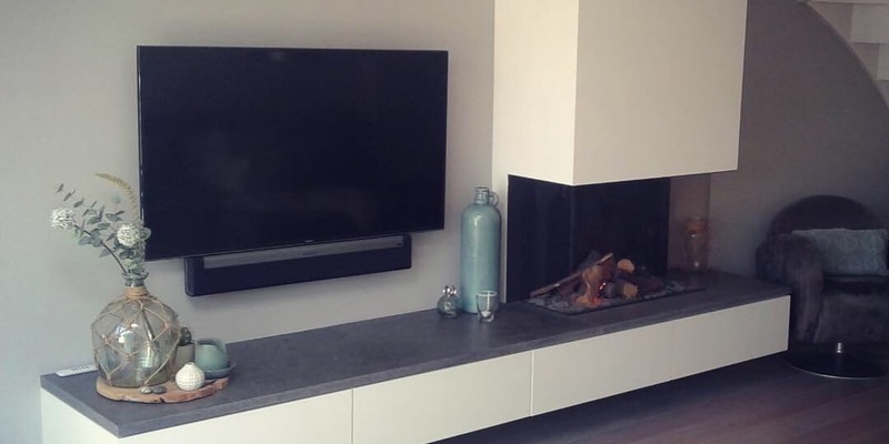 hip & happening woonkamer modern inbouw zwart rechthoek driezijdig gas 