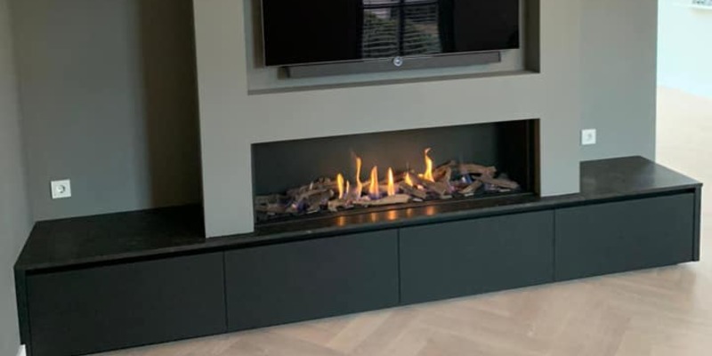 woonkamer grijs inbouw front rechthoek gas klassiek sfeervol & klassiek 