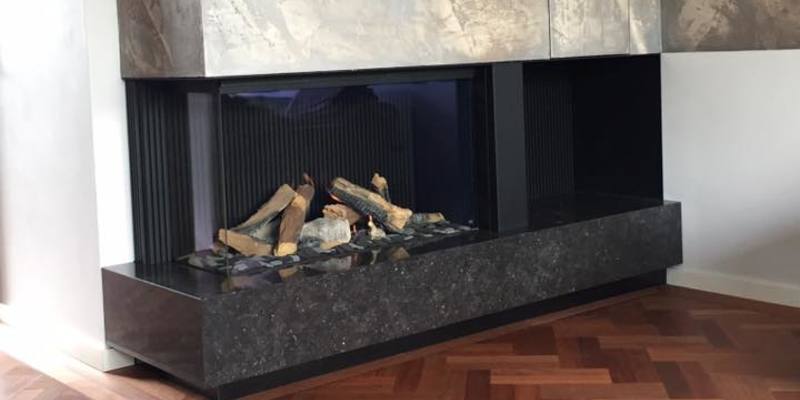 hip & happening woonkamer modern inbouw zwart rechthoek gas tweezijdig 