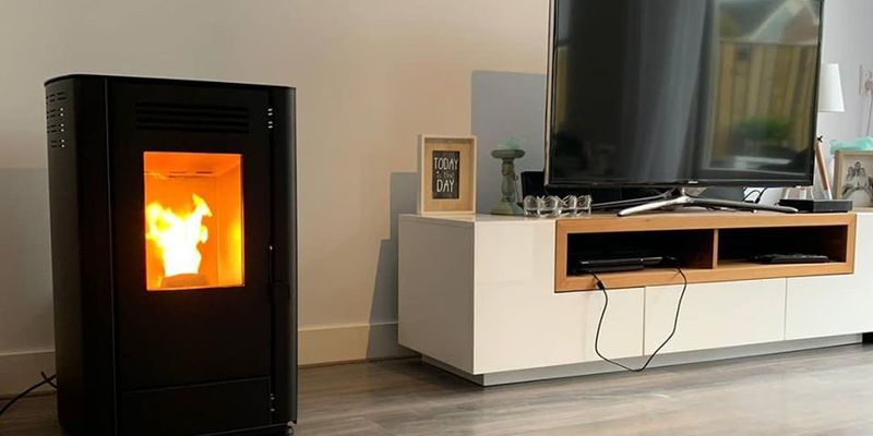 woonkamer modern stevig & rustiek front zwart rechthoek vrijstaand pellet 