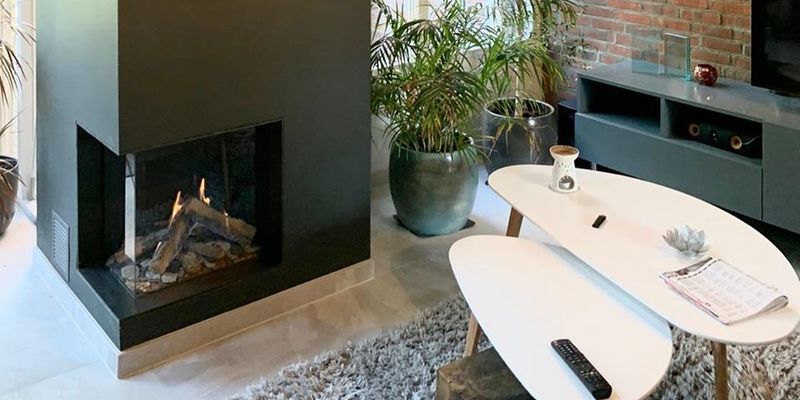 hip & happening woonkamer modern vierkant inbouw zwart gas tweezijdig 