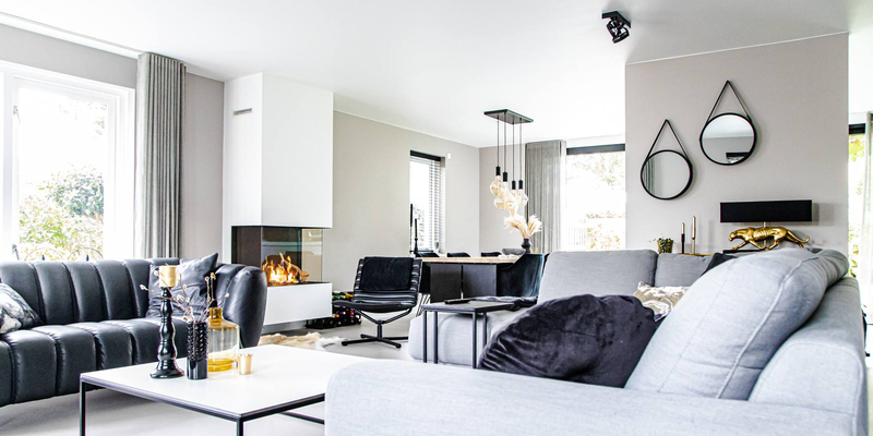 hip & happening woonkamer modern inbouw rechthoek driezijdig gas wit 