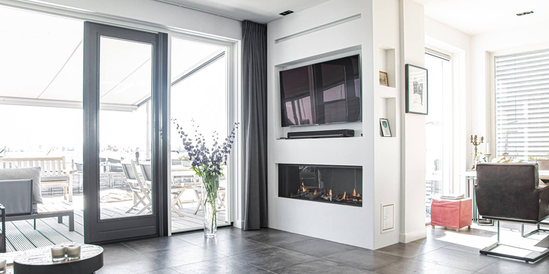 woonkamer modern inbouw front rechthoek gas wit tijdloos 