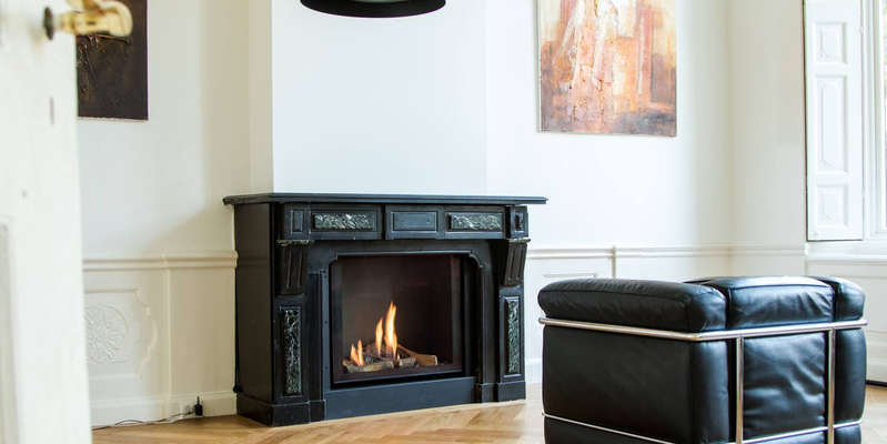 woonkamer inbouw front schouw zwart rechthoek gas klassiek sfeervol & klassiek 