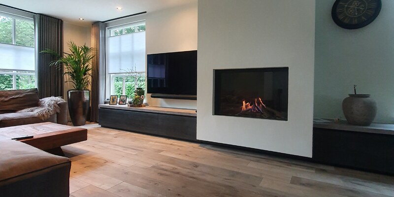 hip & happening woonkamer modern inbouw front gas wit vierhoek 