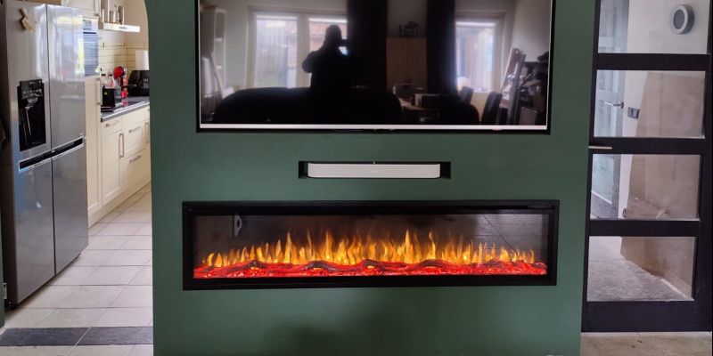 elektrisch woonkamer modern inbouw front sfeervol & klassiek groen horizontaal 